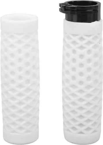 Miniatura 6 de Auto Parts, par de empuñadura de manillar de motocicleta de 0.984 in/1.102 in, repuesto universal de agarre del acelerador (blanco)