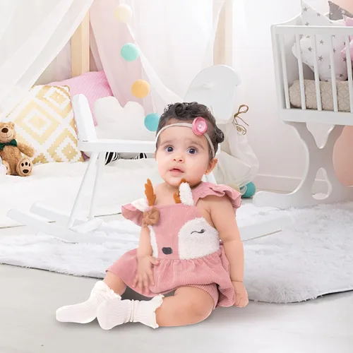 Miniatura 3 de MBMSHEGH Vestidos de bebé para niña, vestido sin mangas con volantes, lindo vestido de reno, vestidos casuales de otoño para niños, Rosado