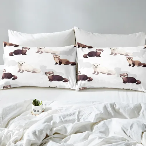 Miniatura 5 de Erosebridal Juego de ropa de cama de hurón para niños, funda de edredón de animales salvajes, bonita funda de edredón de vida silvestre para niños