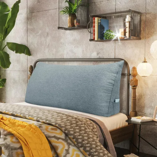 Miniatura 16 de Almohada de cuña para cabecero tamaño matrimonial XXL, almohada para respaldo de cama, cojín de respaldo para leer, ver la televisión, trabajar
