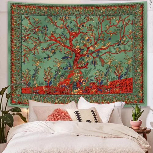 Miniatura 3 de Simpkeely Tapiz de árbol de la vida, decoración estética de mandala indio para colgar en la pared, teñido anudado, decoración de pared