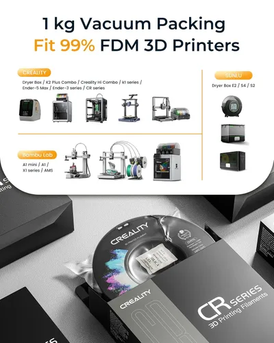 Miniatura 7 de Filamento PETG oficial para impresora 3D Creality de 0.069 in, 2.2 lbs, alta precisión, fuerte dureza, inodoro, mejor flujo, impresión 3D resistente