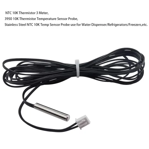 Miniatura 2 de 4pcs 10K termistor 3 M, 3950 NTC 10K termistor sensor de temperatura sonda de acero inoxidable NTC 10K sensor de temperatura uso para dispensador