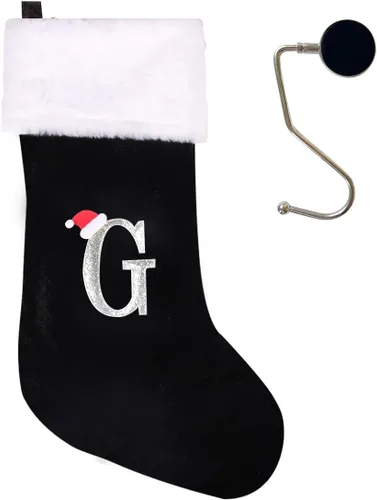 Miniatura 34 de Medias de Navidad de 20 pulgadas con monograma, letras, medias súper suaves grandes de Navidad, medias de monograma rojo para Navidad, regalo