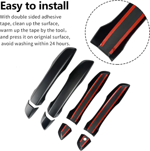 Miniatura 4 de Cubierta para manija de puerta compatible con Honda Civic Sedan Hatchback Coupé tipo R 2016 2017 2018 2019 2020 2021 manijas exteriores sin Negro