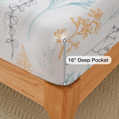 Miniatura 3 de Yibeizi - Juego de sábanas con estampado floral para cama de tamaño queen, sábanas de microfibra con patrón botánico boho, fundas para almohada
