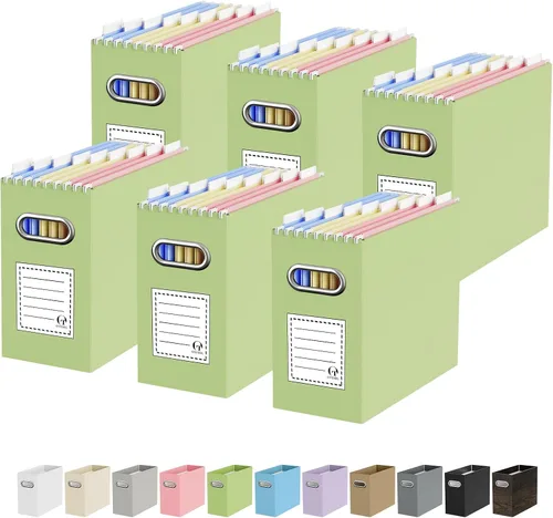 Miniatura 68 de Oterri Caja organizadora de archivos de cartón para colgar carpetas de archivos, tamaño carta, caja de archivos para escritorio de computadora