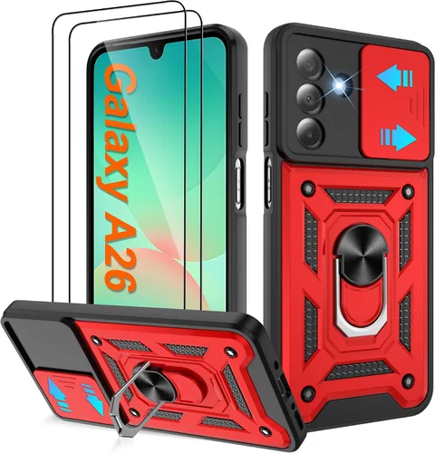 Miniatura 57 de ATUMP Funda para T-Mobile Revvl V Plus 5G con protector de pantalla HD con cubierta de cámara deslizante, soporte de anillo de rotación de 360° Negro