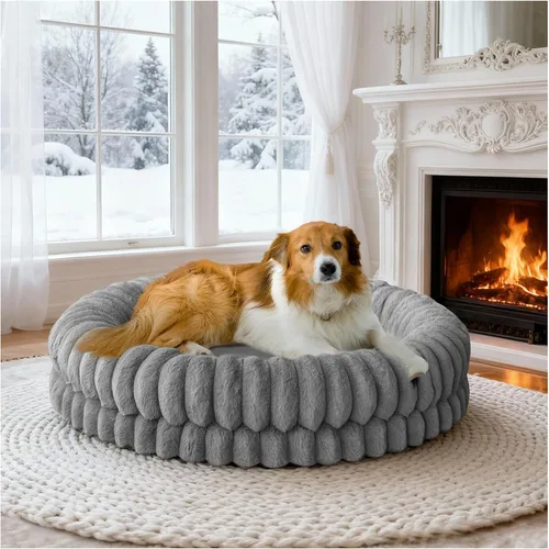 Miniatura 9 de BALANCE Cama de Donut de Lujo para Perros, 36 Pulgadas Camas Redondas para Perros Grandes Lavables, Cama Ortopédica Calmante para Perros con Fondo