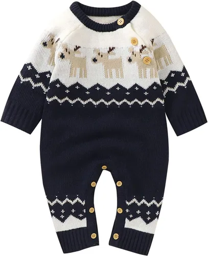 Mameluco de Navidad de una pieza para bebés, niños y niñas, suéter de reno, ropa de festival de vacaciones