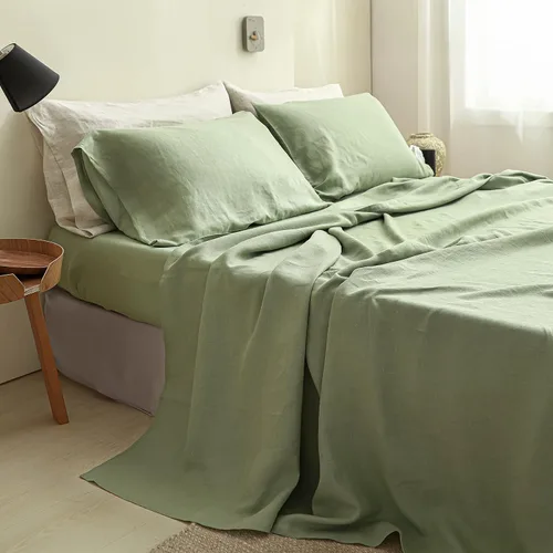 Miniatura 19 de Simple&Opulence - Juego de sábanas de lino 100% lavado, estilo básico, 4 piezas (1 sábana encimera y 1 sábana bajera y 2 fundas de almohada), lino