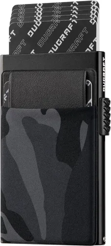 Miniatura 12 de DUGRAFT Tarjetero para tarjetas de crédito con bolsillo para dinero, minimalista, delgado, de aluminio, de metal, para hombres, con bloqueo RFID