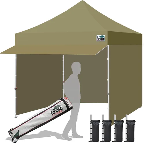 Miniatura 14 de Toldo Eurmax comercial de 3 m x 3 m, carpa para armar, toldos para fiestas en exteriores con 4 paredes laterales desmontables, con cierres, y bolsa