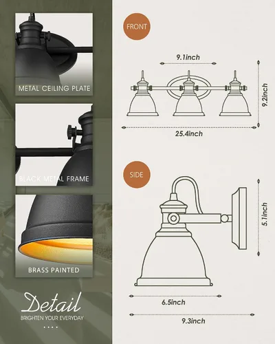 Miniatura 4 de Lámpara colgante moderna, juego de 2 lámparas colgantes, 3 luces montadas en la pared sobre el espejo