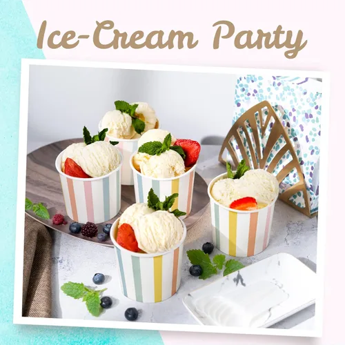 Miniatura 2 de MATICAN Tazas de helado de papel, 100 unidades de 11 onzas, cuencos desechables de postre para alimentos calientes o fríos, suministros de fiesta