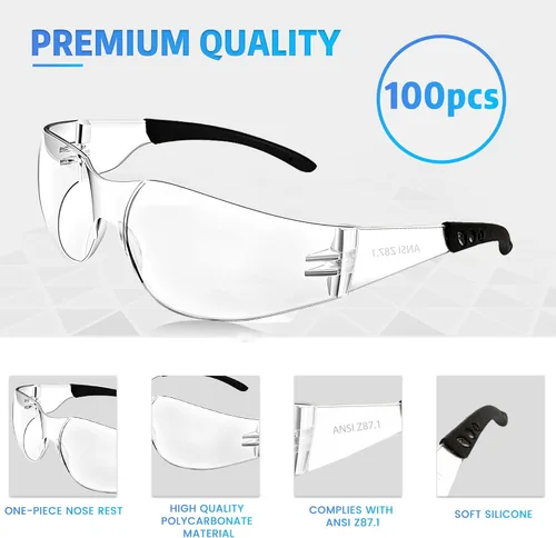 Miniatura 3 de Salfboy Gafas de Seguridad Ansi Z87.1 Gafas de Seguridad Transparentes a Granel Lentes Resistente al Impacto Gafas Protectoras para Hombres