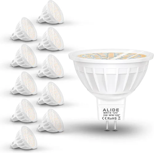 Miniatura 8 de ALIDE Bombillas LED verdes MR16 GU5.3 de 5 W, 20 W, 35 W, 50 W, equivalente a halógeno, 12 V de bajo voltaje MR16, focos LED verdes para paisajes al