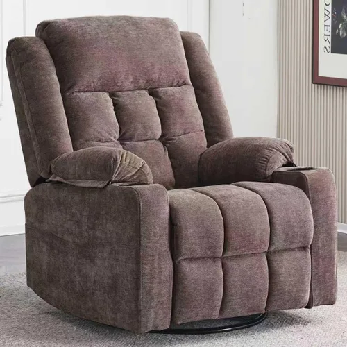 Miniatura 8 de Ketaiyou Silla reclinable giratoria eléctrica para adultos con masaje y calor, puertos USB y tipo C, posición infinita, sillón reclinable eléctrico