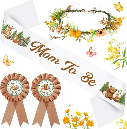 Miniatura 14 de Ceenna Decoración de oso azul para baby shower, banda para mamá y papá, corona de flores para niños, baby shower, revelaciones de género que podemos