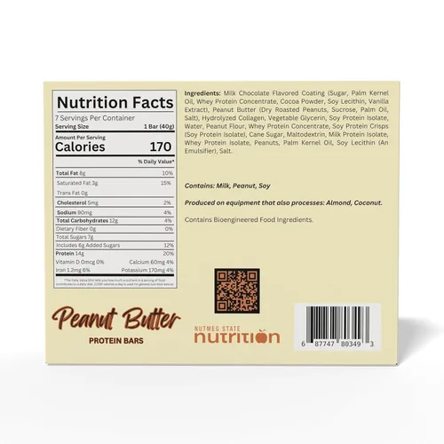 Miniatura 2 de Nutmeg State Nutrition - Barras altas en proteínas, sin gluten, bajas en calorías, ideales para dietas proteicas, 7 porciones por caja