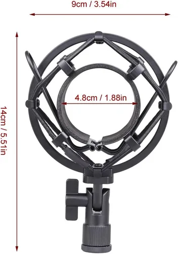 Miniatura 6 de Montaje universal de impacto para micrófono, 50 mm, para micrófono condensador de 48 mm a 54 mm, por Koolertron, Negro