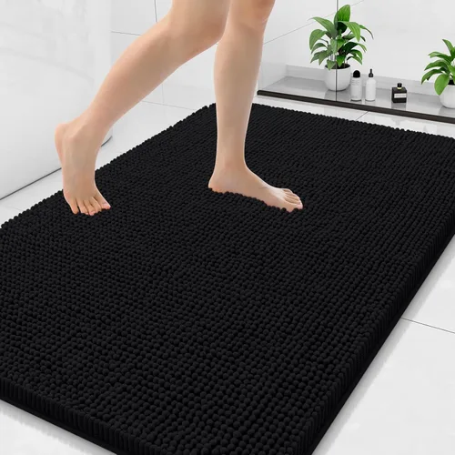 Miniatura 58 de Arotive Alfombras de baño de felpilla extrasuaves y absorbentes, de 24 x 16 pulgadas, lavables a máquina, parte trasera de goma antideslizante