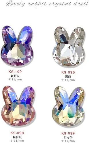 Miniatura 2 de 16 dijes 3D de conejo de Pascua para uñas, cristales de conejo, diamantes de imitación, gemas de diamantes de imitación para diseño de uñas