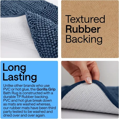 Miniatura 441 de Gorilla Grip - Tapete de baño de felpilla gruesa, suave y absorbente, secado rápido, de microfibra, con reverso de caucho, para piso de ducha, Nube