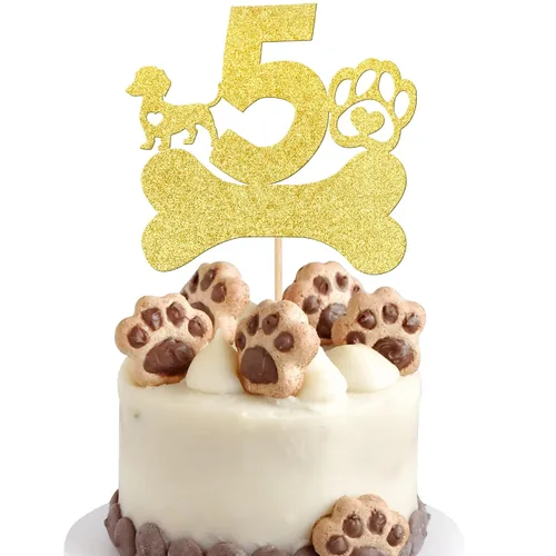 Miniatura 8 de 1 pieza de decoración para pastel de tercer cumpleaños con purpurina negra con pata de perro de tres años de edad, cachorro de perro, hueso de hueso