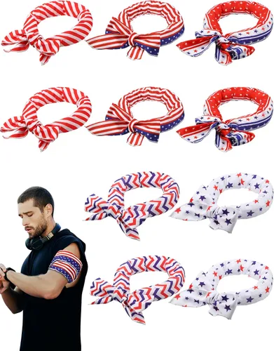 Miniatura 13 de Janmercy 10 unidades de teñido anudado para el cuello, bufandas refrescantes, bandanas de hielo de verano para hombres y mujeres, camping, correr