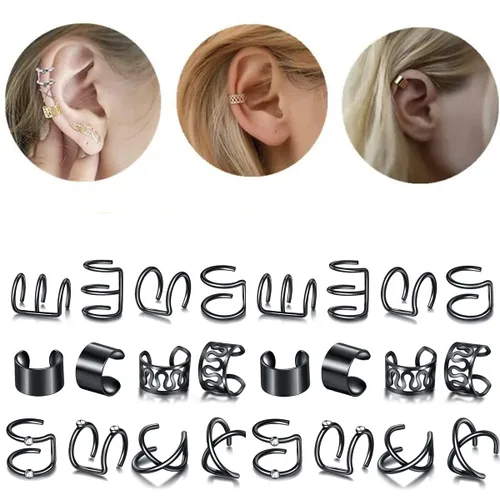 Miniatura 3 de 12 piezas de trenzas de pelo negro, rastas de metal con diamantes de imitación de cristal, clips de trenza no perforantes, para mujeres y hombres