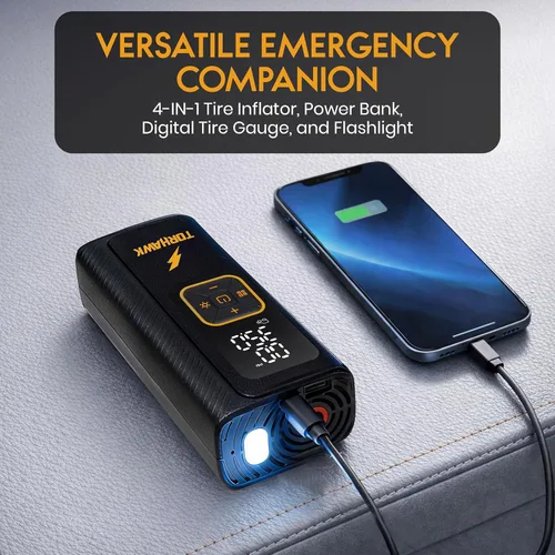 Miniatura 5 de Inflador de neumáticos de doble cilindro resistente, compresor de aire portátil, 7500 mAh, 160 PSI, bomba de aire inalámbrica de doble potencia