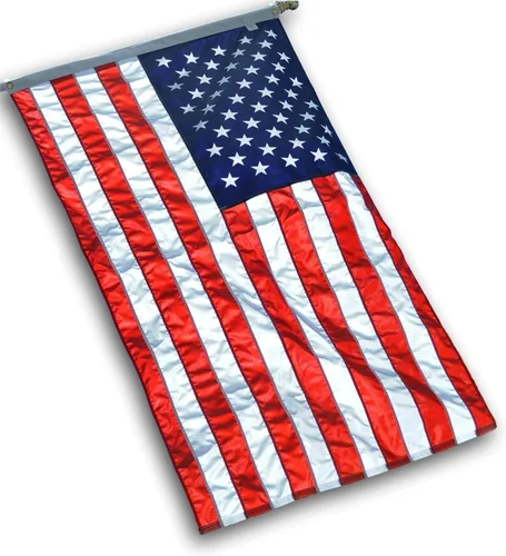 US Flag Factory Bandera estadounidense de 3 x 5 pies (rayas cosidas, estrellas impresas) nailon SolarMax para exteriores, fabricado en Estados Unidos