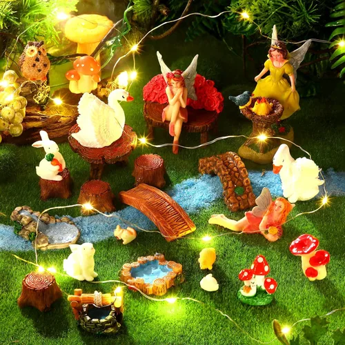 Miniatura 7 de Wenqik 26 piezas de figuras de hadas en miniatura, mini accesorios de jardín, pequeñas hadas, decoración de mini diorama de jardín, figuras de hadas
