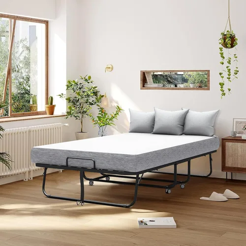 Miniatura 6 de Espsilto Cama plegable grande con colchón, cama plegable de 75 x 46 pulgadas para invitados, extra ancha y cómoda para dormir