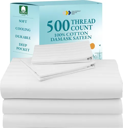 Miniatura 46 de Sábanas de algodón tamaño King dividido para cama ajustable, satén de algodón 100% con 500 hilos, ajuste ceñido, juego con sábanas bajeras Twin-XL
