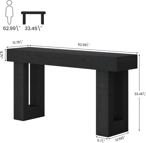 Miniatura 2 de Tribesigns - Mesa consola de 63 pulgadas de largo, mesa de sofá rectangular de madera detrás del sofá, mesa de entrada estilo granja para entrada