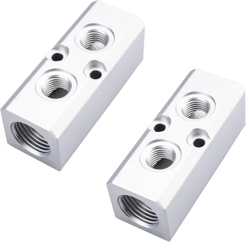 Miniatura 10 de Colector de aire, colector de compresor de aire de 2 vías y 4 puertos, divisor de bloque de colector en línea de manguera de aire, bloque