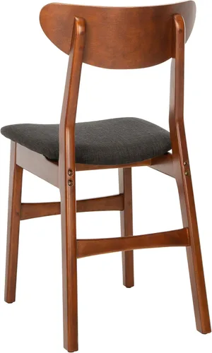 Miniatura 7 de SAFAVIEH Furniture Lucca - Juego de 2 sillas de comedor retro, nogal y negro, madera, diseño tapizado de mediados de siglo, ideal para comedor
