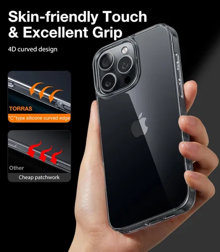 Miniatura 6 de TORRAS Funda Transparente Cristalina para iPhone 16 Pro, Ultra-Delgada [No Amarillea] [Protección Militar] Ajuste Delgado Funda de Silicona TPU