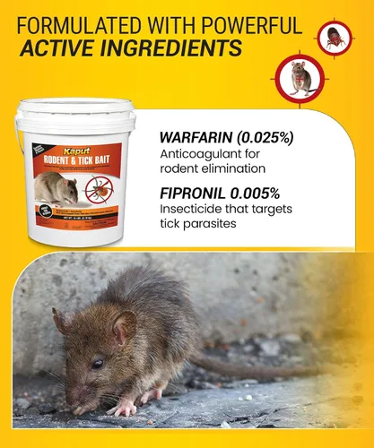 Miniatura 2 de Kaput Bloques de cebo para roedores y garrapatas, potentes bloques de cebo de rata de warfarina y fipronil para control de ratas y sus garrapatas