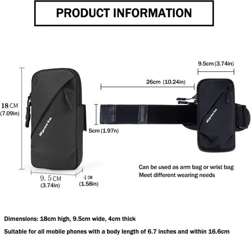 Miniatura 2 de Muñequera para teléfono celular, ajuste universal, resistente al agua, transpirable, soporte para teléfono para correr, ciclismo, escalada