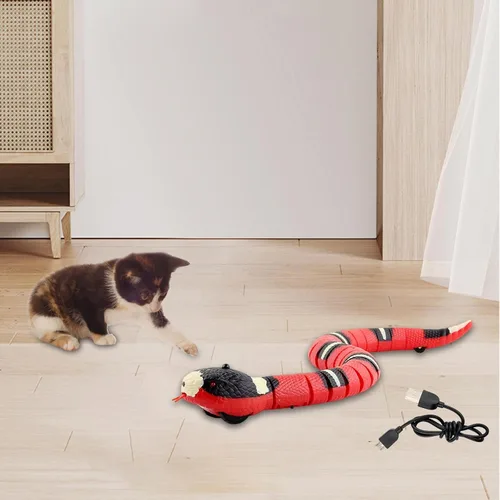 Miniatura 5 de Gralara Inteligente Sensing Serpiente Gato Interacción Jugar USB Recargable Serpiente Eléctrica Juguete Serpiente Falsa Serpiente para April Fools