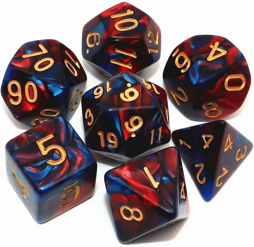 Miniatura 14 de DND - Juego de dados de nebulosa negra mezcla azul oscuro para Dungeon and Dragons D&D RPG juegos de rol, 7 dados poliédricos con bolsa de dados