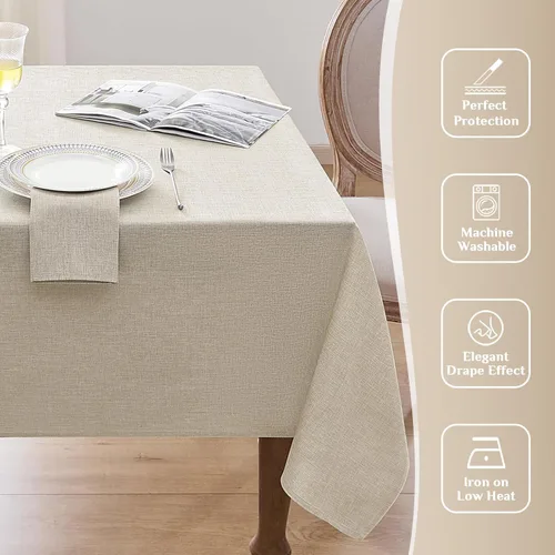Miniatura 5 de Softalker Mantel pequeño rectangular con textura de lino de 52 x 70 pulgadas, para exteriores, resistente a las manchas y a las arrugas, decorativo
