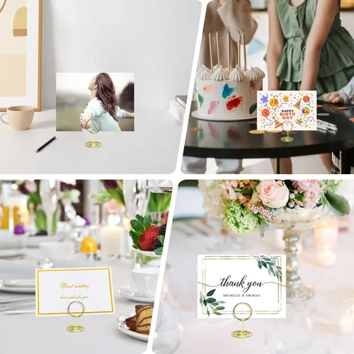 Miniatura 7 de Paquete de 30 soportes para tarjetas de mesa, soporte para tarjetas de fotos, clips de menú con nombres, soportes pequeños para letreros de mesa