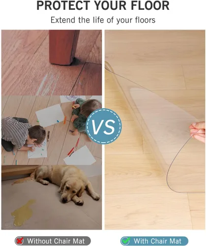 Miniatura 2 de Alfombra de área para suelos duros, alfombra de PVC transparente de 5 x 7 pies para el hogar, protector impermeable y duradero para comedor, cocina