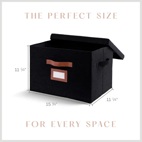 Miniatura 3 de Paquete de 3 cajas de almacenamiento grandes de tela con tapas (15.75 x 11.25 x 11.25 pulgadas), contenedor decorativo con tapa, soporte