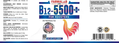 Miniatura 6 de Farmalab B12 5500 Plus para gallinas aves de corral Gamefowl Plus para Gallos Gallinas Pollos Aves de Corral