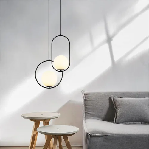 Miniatura 6 de KCO Iluminación moderna de globo de vidrio esmerilado, lámpara colgante de 1 luz grande globo colgante lámpara colgante de bola ajustable para isla